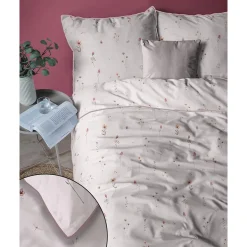Pościel z perkalu 160 x 200 cm Lame Percale, kolorowe kwiatki, różowa