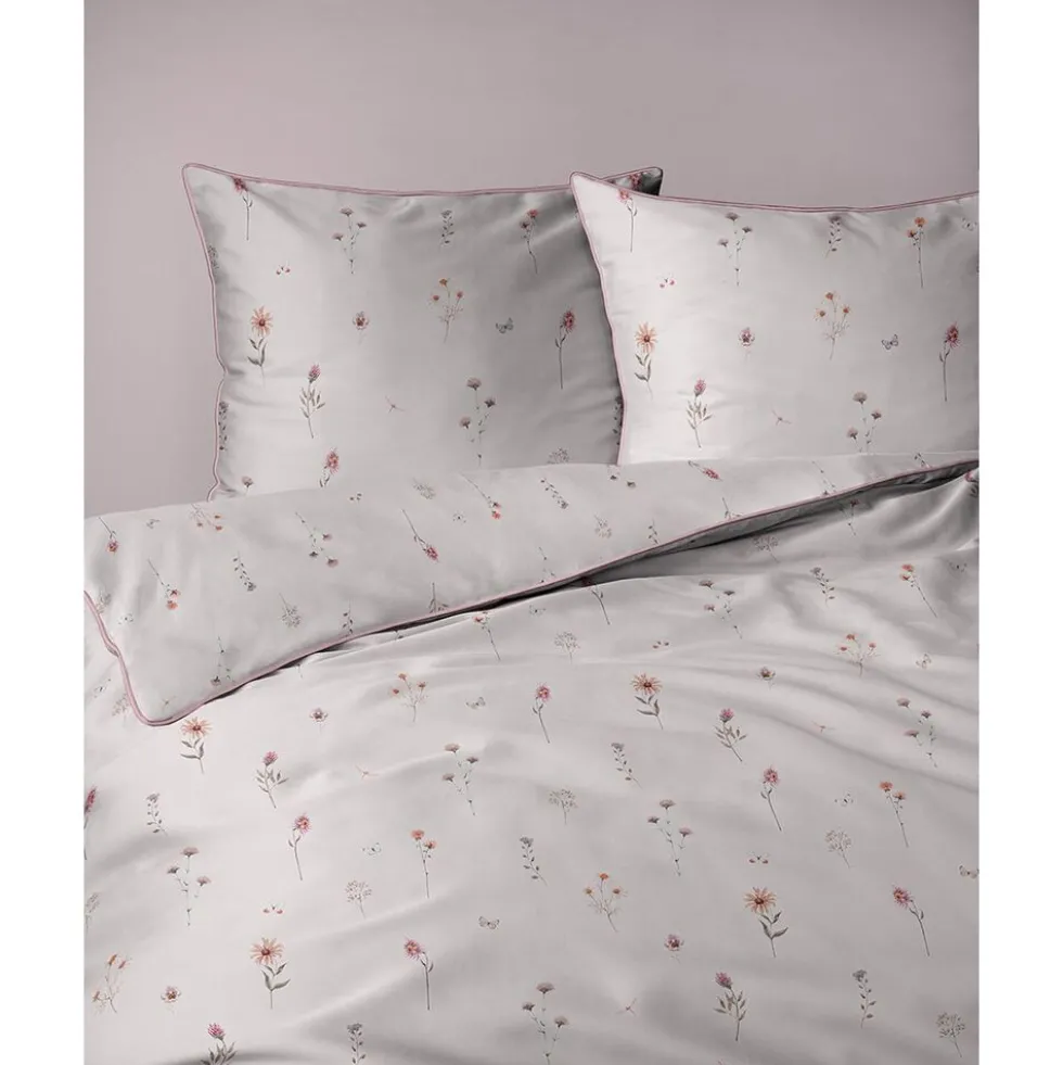Pościel z perkalu 160 x 200 cm Lame Percale, kolorowe kwiatki, różowa