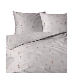 Pościel z perkalu 160 x 200 cm Lame Percale, kolorowe kwiatki, różowa
