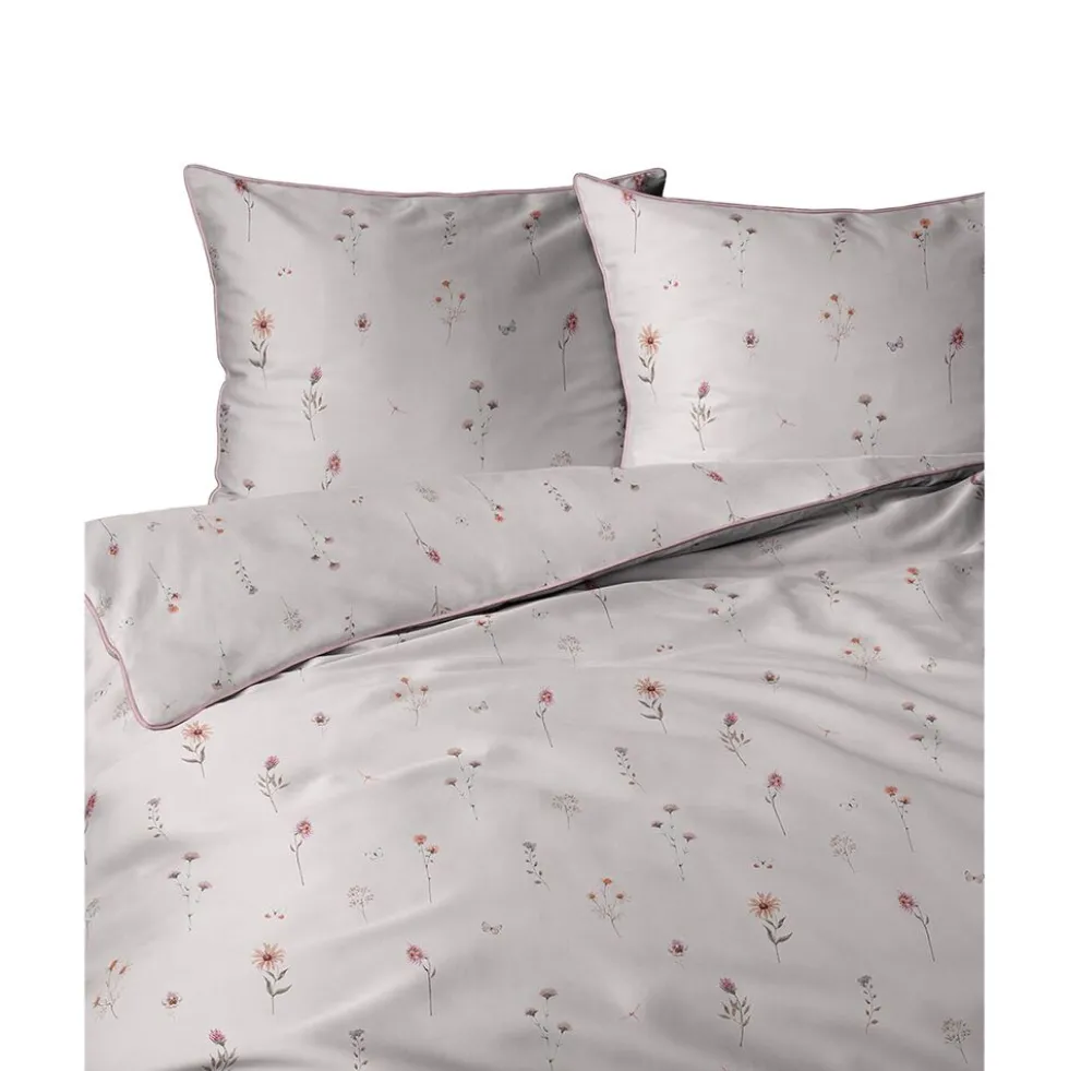 Pościel z perkalu 160 x 200 cm Lame Percale, kolorowe kwiatki, różowa