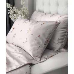 Pościel z perkalu 160 x 200 cm Lame Percale, kolorowe kwiatki, różowa