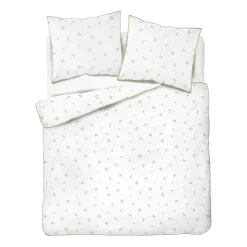 Pościel z perkalu 160 x 200 cm Lame Percale, kwiatki, biała