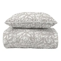 Pościel z perkalu 160 x 200 cm Lame Percale, białe kwiaty, beżowa