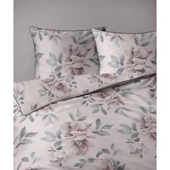 Pościel z perkalu 160 x 200 cm Lame Percale, kwiaty, różowa