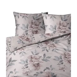 Pościel z perkalu 160 x 200 cm Lame Percale, kwiaty, różowa