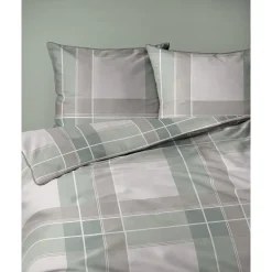 Pościel z perkalu 160 x 200 cm Lame Percale, geometria, zielona