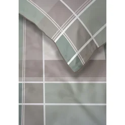 Pościel z perkalu 160 x 200 cm Lame Percale, geometria, zielona