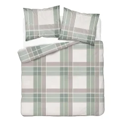 Pościel z perkalu 160 x 200 cm Lame Percale, geometria, zielona