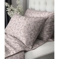 Pościel z perkalu 160 x 200 cm Lame Percale, kwiatki, pudrowy róż