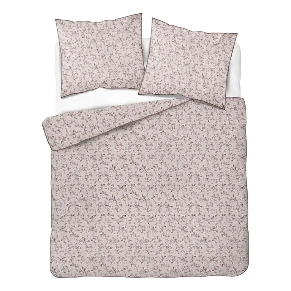 Pościel z perkalu 160 x 200 cm Lame Percale, kwiatki, pudrowy róż