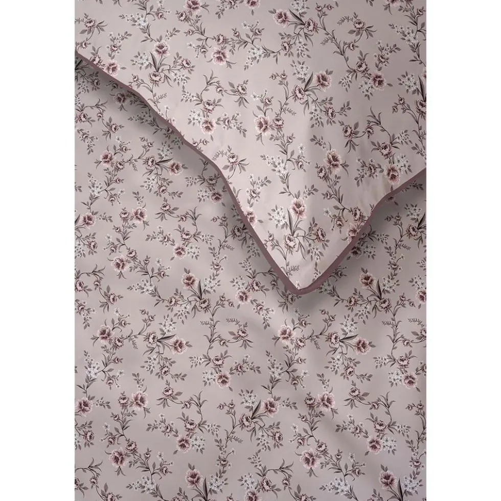 Pościel z perkalu 160 x 200 cm Lame Percale, kwiatki, pudrowy róż