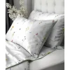 Pościel z perkalu 220 x 200 cm Lame Percale, kolorowe kwiatki, biała