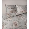 Pościel z perkalu 160 x 200 cm Lame Percale, kwiaty, szara