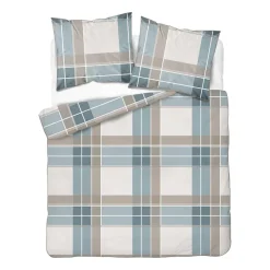 Pościel z perkalu 160 x 200 cm Lame Percale, geometria, niebieska