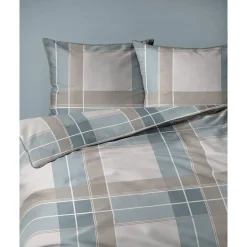 Pościel z perkalu 160 x 200 cm Lame Percale, geometria, niebieska