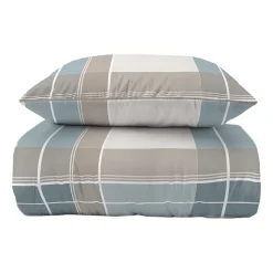 Pościel z perkalu 160 x 200 cm Lame Percale, geometria, niebieska