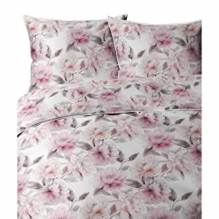 Pościel z perkalu 160 x 200 cm Lame Percale, różowe kwiaty