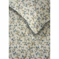 Pościel z perkalu 160 x 200 cm Lame Percale, kwiatki, ecru
