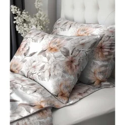 Pościel z perkalu 220 x 200 cm Lame Percale, beżowe kwiaty