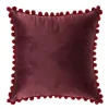Poduszka z pomponikami Domarex Velvet Pom Poms 40 x 40 cm, velvet, bordowa
