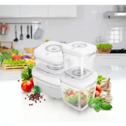 Pojemniki próżniowe MG HOME Clever Kitchen, 4 sztuki, białe