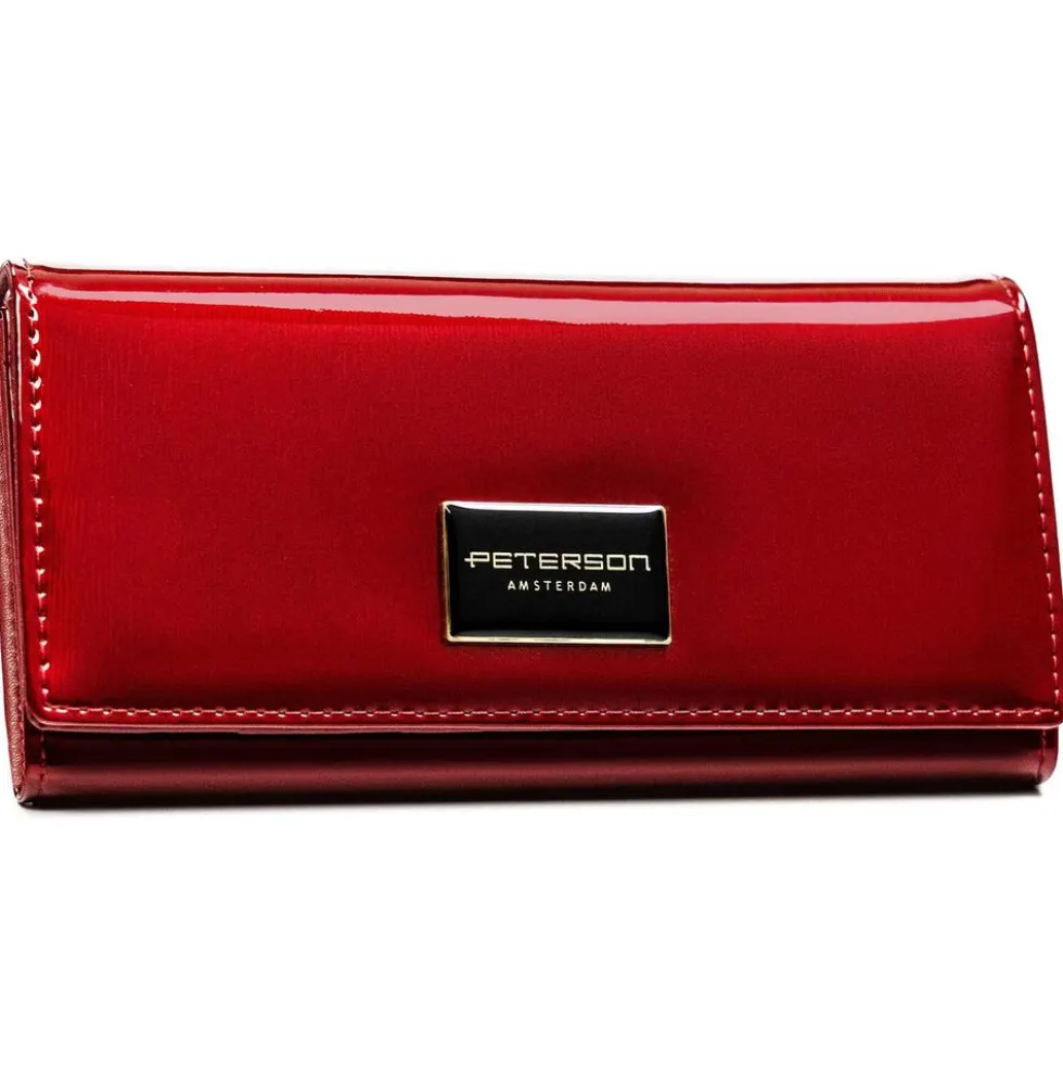 Portfel damski skórzany Peterson, 9,5 x 18,5 x 3,5 cm, RFID, z portmonetką