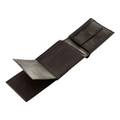 Portfel męski ze skóry bydlęcej Wings, 11 x 13 x 2 cm, RFID, z kieszenią na monety, brązowy
