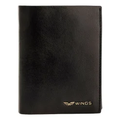 Portfel męski ze skóry bydlęcej Wings, 13 x 10 x 2 cm, RFID, czarny