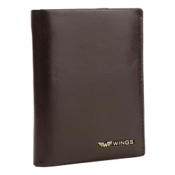 Portfel męski ze skóry koziej Wings, 13 x 10 x 2 cm, RFID, brązowy