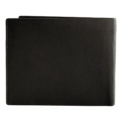Portfel męski ze skóry koziej Wings, 11 x 13 x 2 cm, RFID, z kieszenią na monety, czarny