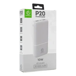 Powerbank Rebeltec P20, 20000 mAh, 10 W, biały