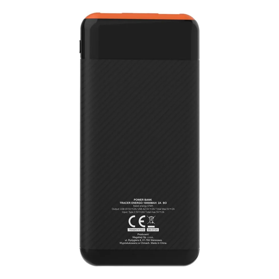 Powerbank Tracer EnerGo, 10000 mAh, czarno-pomarańczowy