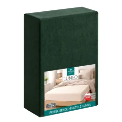 Prześcieradło frotte z gumką 90 x 200 cm Pation Home Luneo, zielone