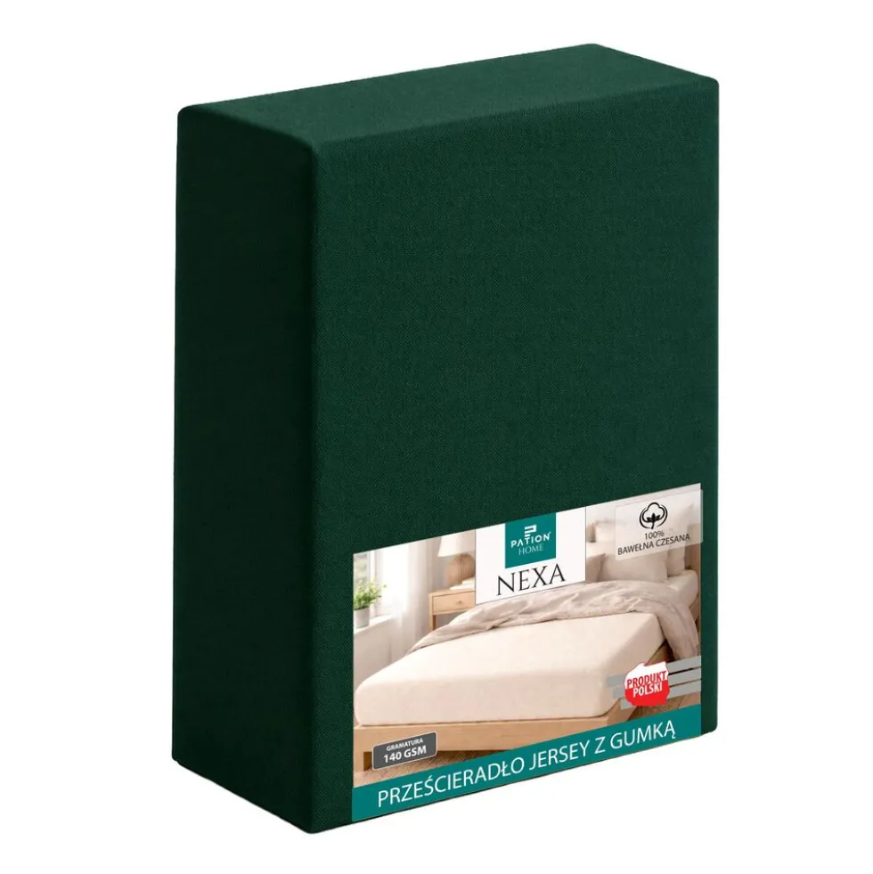 Prześcieradło z gumką 160 x 200 cm Pation Home Nexa, zielone
