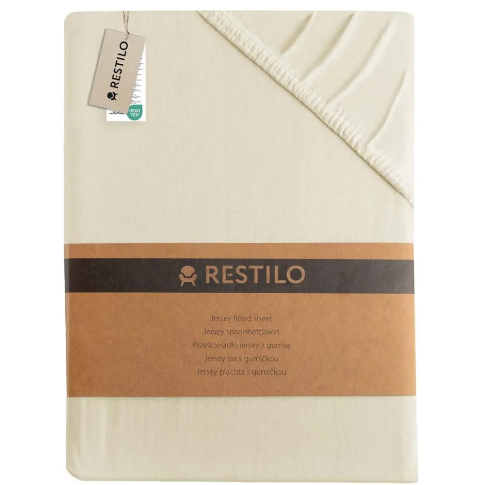 Prześcieradło z gumką 80-90 x 200 cm Restilo Amber, beżowe