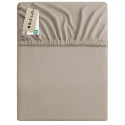Prześcieradło z gumką 80-90 x 200 cm Restilo Amber, cappuccino