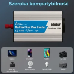 Przetwornica Extralink OPIM-1000W, 1000 W, modyfikowany sinus, moc szczytowa 2000 W