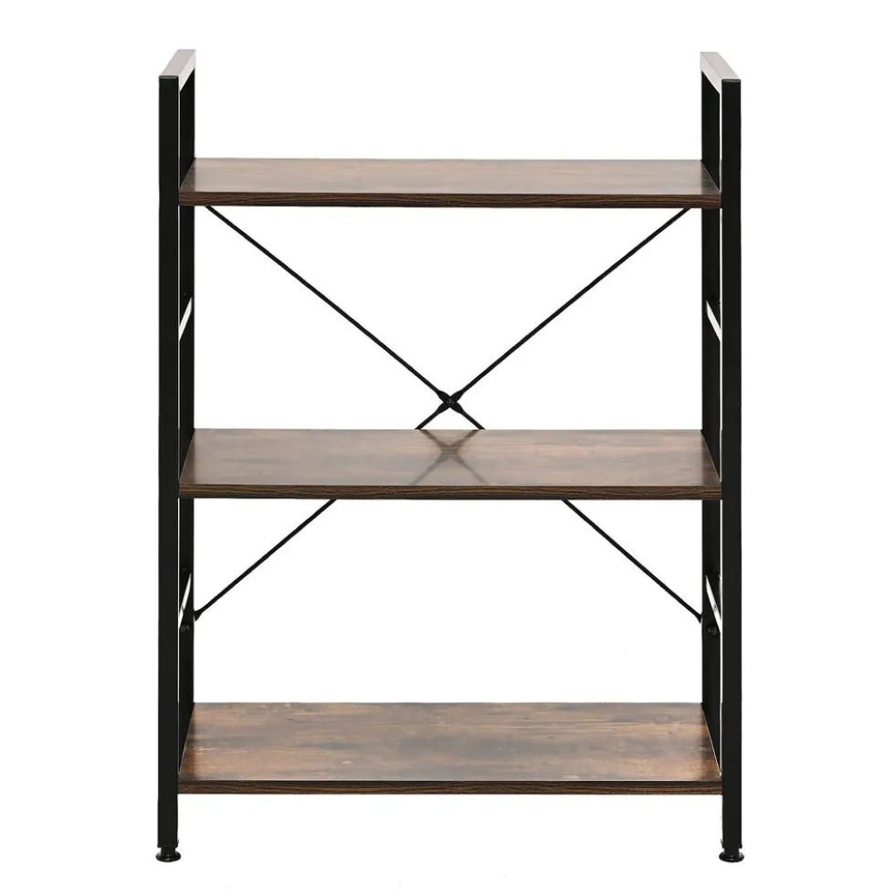 Regał loft 60 x 28 x 85 cm OTE, 3 półki, melamina, ciemnobrązowy
