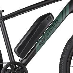 Rower elektryczny MTB Ancheer, 27,5”, czarny z zielonymi elementami