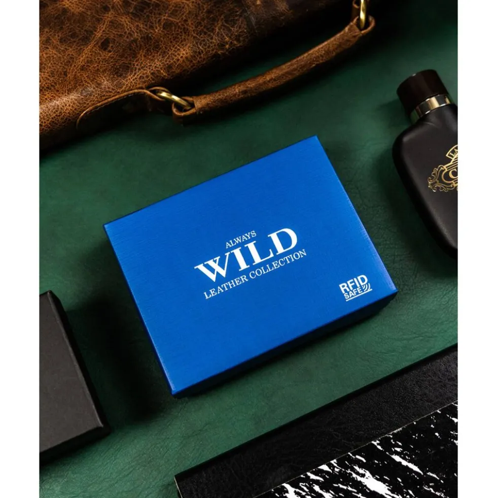 Skórzany portfel męski Always Wild, 12 x 9,5 x 2,5 cm