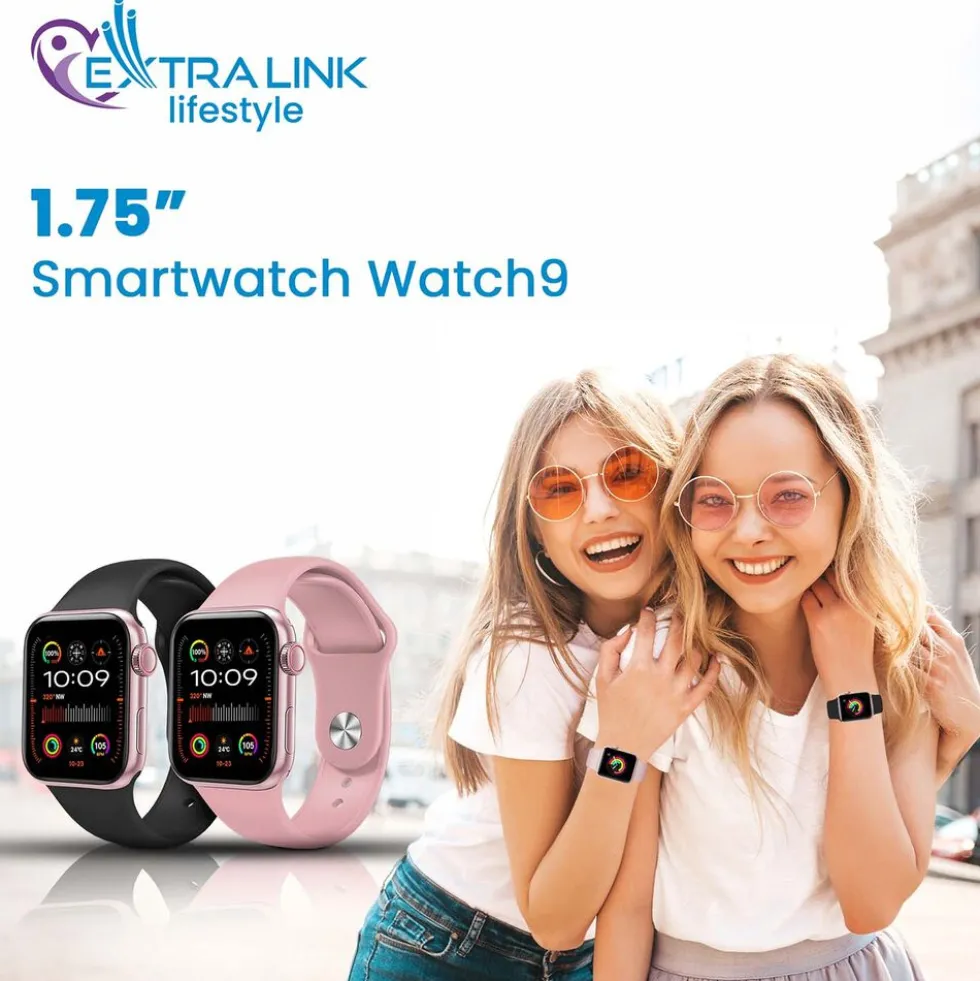Smartwatch Extralink Lifestyle Watch9, 2 opaski, różowy