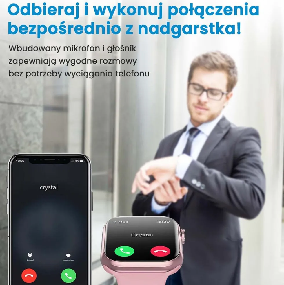 Smartwatch Extralink Lifestyle Watch9, 2 opaski, różowy