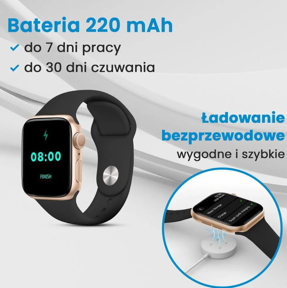 Smartwatch Extralink Lifestyle F89, 2 opaski, złoty