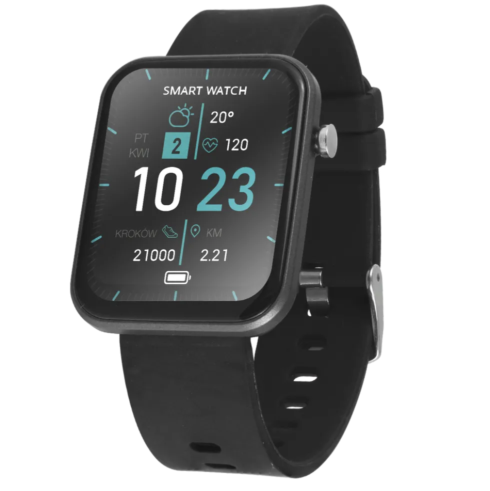 Smartwatch z 8 trybami sportowymi Hykker, wodoodporny, kwadratowy