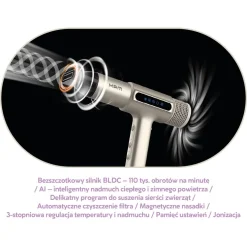 Suszarka do włosów z jonizacją MPM MSW-26, 1600 W, perłowa