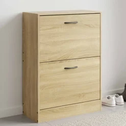 Szafka na buty 60 x 24 x 81 cm Sanico, 2 przegrody, dębowa