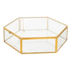 Szkatułka szklana Altom Design, Gold Honey, 20 x 19 cm