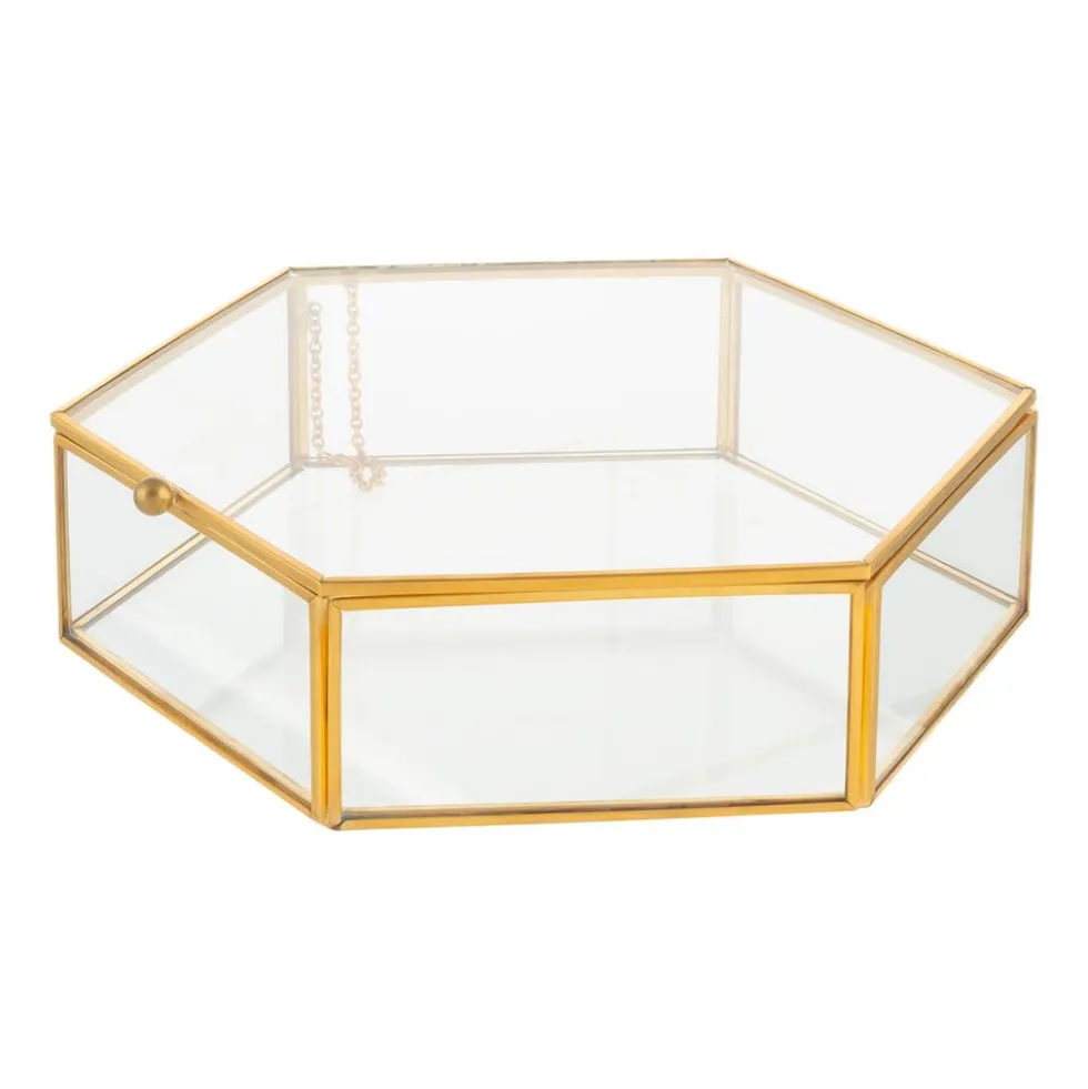 Szkatułka szklana Altom Design, Gold Honey, 20 x 19 cm