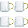 Szklanki żłobione MG Home Deco, 4 sztuki, 350 ml, z musztardowym uchem