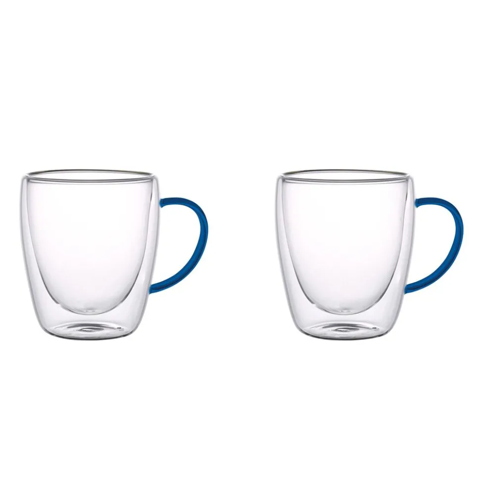 Szklanki termiczne MG Home Renza, 2 sztuki, 300 ml, z granatowym uchem